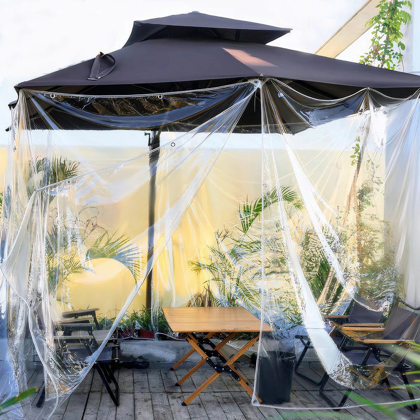 Clear Tarps Heavy Duty PVC, Transparent Tarp Durable Waterproof Dustproof Windproof Tarpaulin with Grommets & Ropes for Patio