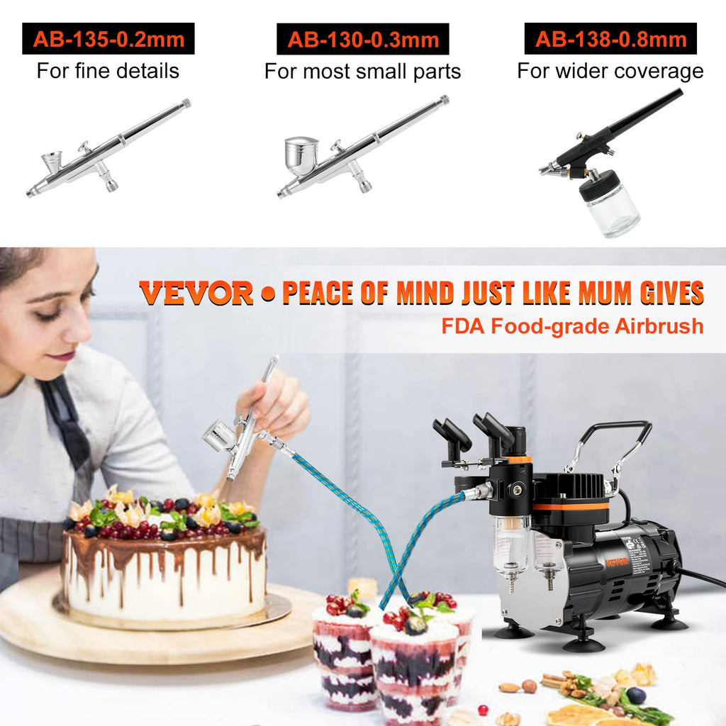 SucceBuy Professional Dual-Action Airbrush Kit 120W Electric Spray Gun Air Brush Painting Art Nail Tattoo Makeup Model Sprayer