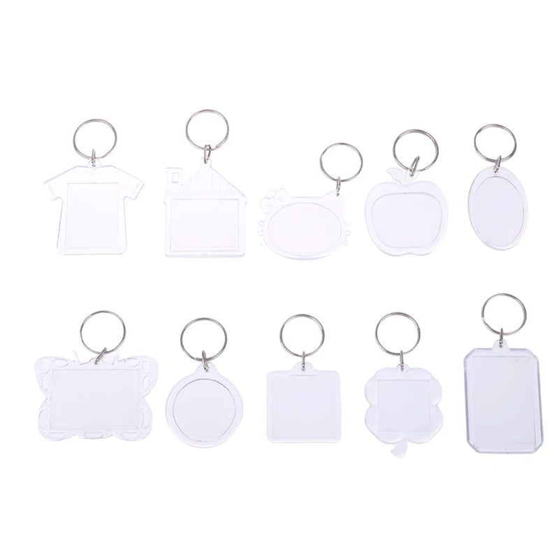 5pcs Blank Photo Frame Keychain Clear Acrylic Keyring Insert Photo Split Key Pendant DIY Key Holder Couple Anniversary Gifts