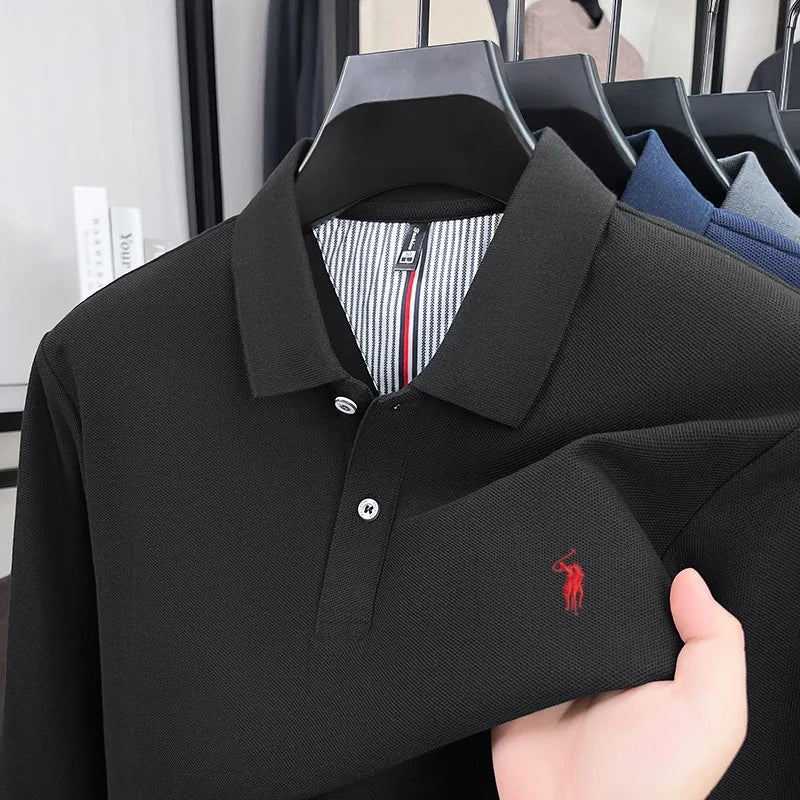 Polo Manga Larga 100% Algodón con Bordado de Pony | Casual Business Hombre 👔
