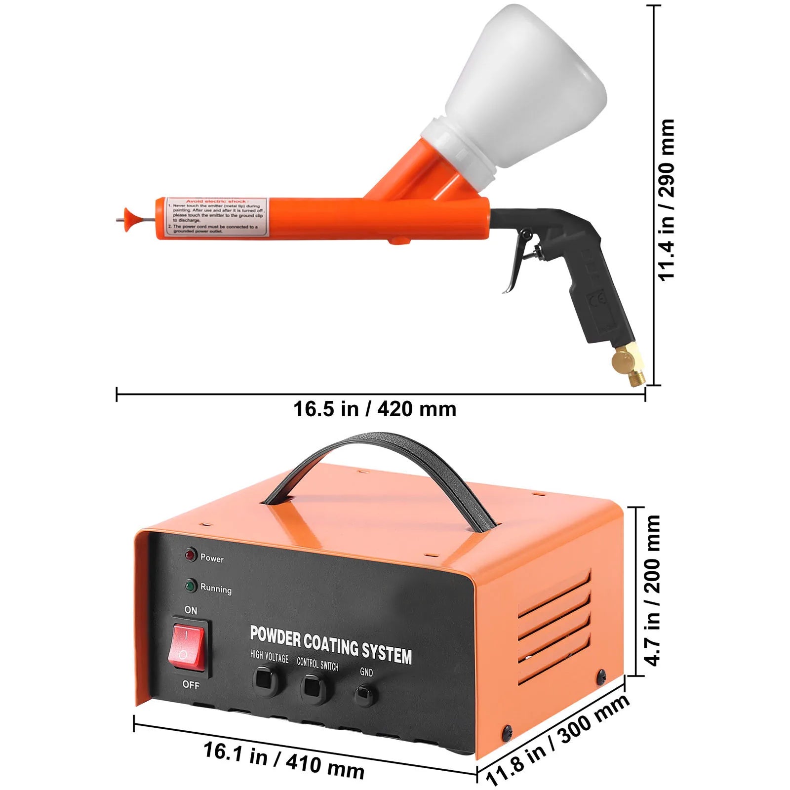 SucceBuy Powder Coating System 50KV Electrostatic Output Powder Coating Kit with Foot Switch Spray Gun Nozzles and Powder Cups