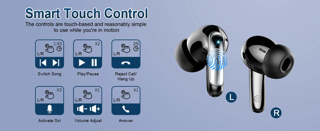 Wireless Earbuds Bluetooth 5.3 | 4 ENC Mic Noise Cancelling | 48H Battery Life