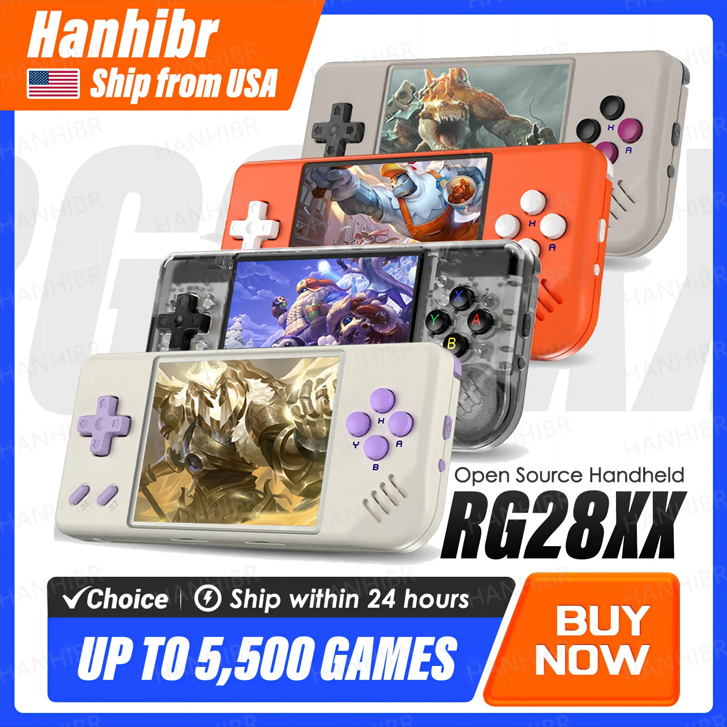 ANBERNIC RG28XX Handheld Game Console 2.83'' IPS Screen HDMI Output Portable Video Player Ebook Reader Game Player Gift Mini A30