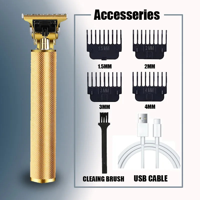 New！T9 Electric Hair Trimmer/Accessories | USB Professional Shaver | 0mm Bald Fade Cutting Machine Portable for Men Home Haircut - Firu Total Sales