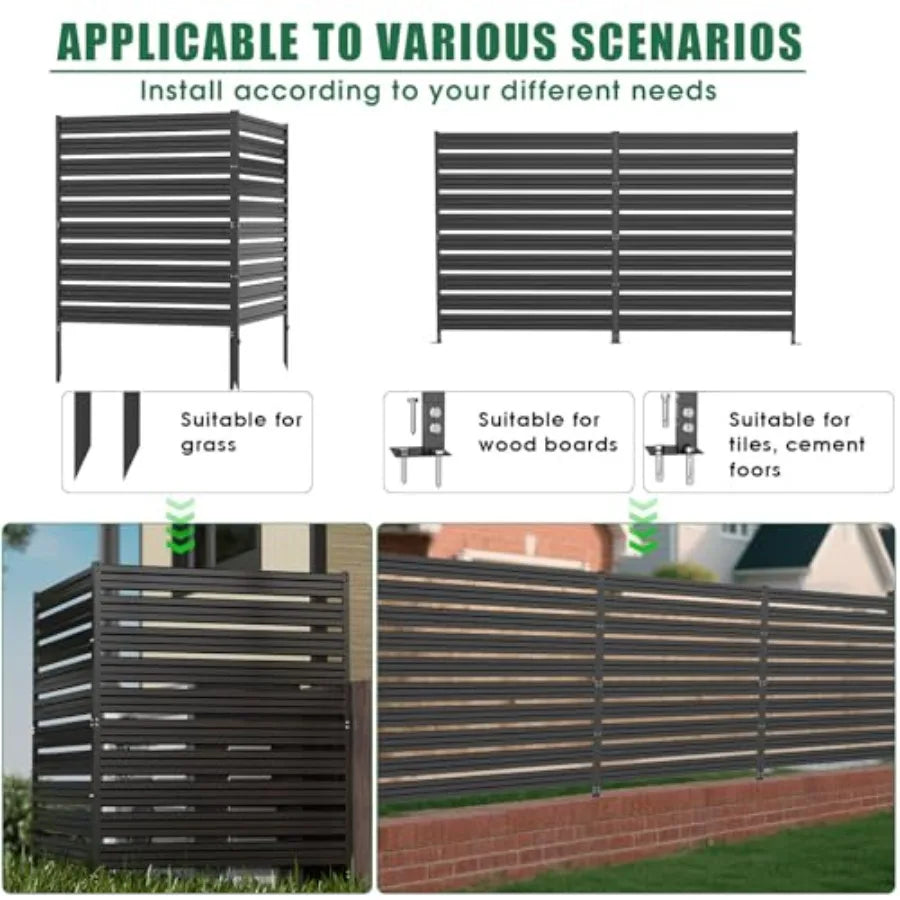 Metal Privacy Fence Panels for Outside 42" H x 38" W 3 Panels Air Conditioner Fences Pool Equipment Enclosure Trash Can Fence N
