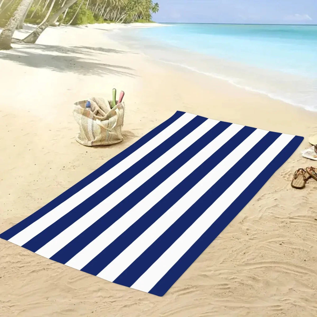 1pc Minimally Striped Beach Towel, Ultra-fine Fiber Quick Drying Absorbent Towel, Beach Swimming Vacation Beach Towel