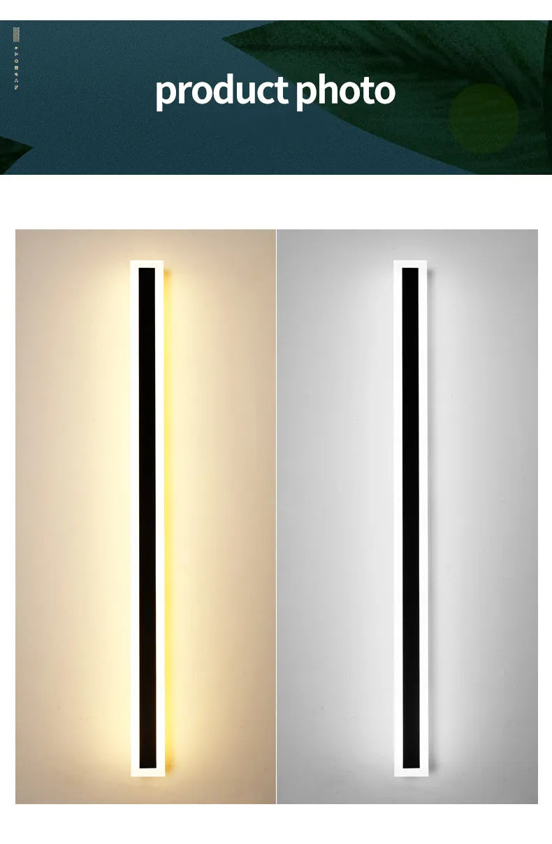 Modern Waterproof outdoor Long Strip LED wall lamps IP65 Aluminum Wall Light Garden porch Sconce Lights 110V 220V wall washer