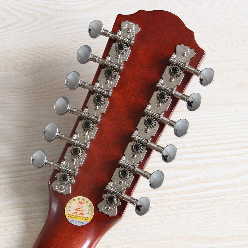 Guitarra Acústica de 12 Cuerdas 41" | Madera Spruce | Diseño Folk | Negro y Natural 🎸