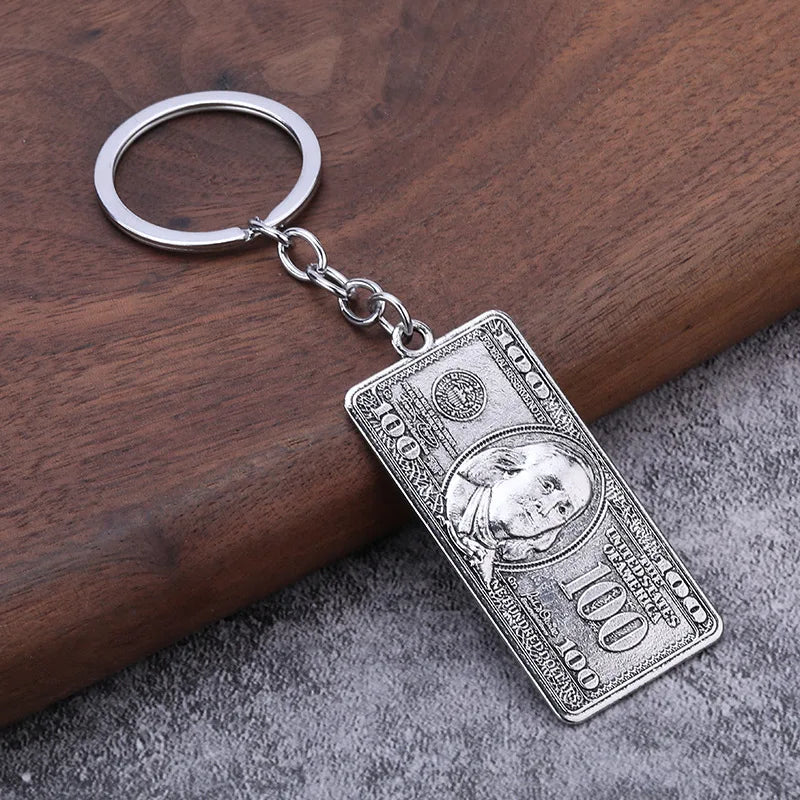 3D Mini Dollar Model Keychain Accessories Retro Keyring Money Bag Couple Matching Airpods Keychain Pendant
