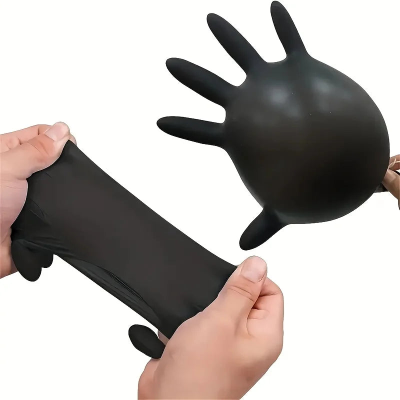 Black Nitrile Disposable Gloves 100/50/20PCS | Thickened Waterproof for Cleaning, Hairdressing, Dishwashing, Tattoo | Non-Slip &