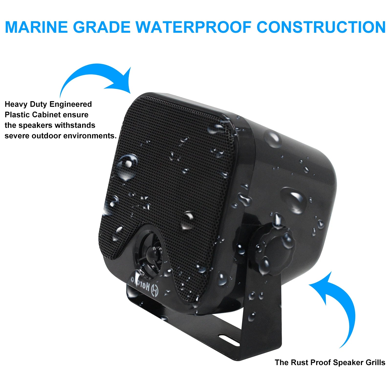 Herdio 4''  Waterproof Speaker Bluetoot Marine 100W Heavy Duty Boat Surface Mounted For Camper Skid Steer ATV UTV RZR Golf Cart