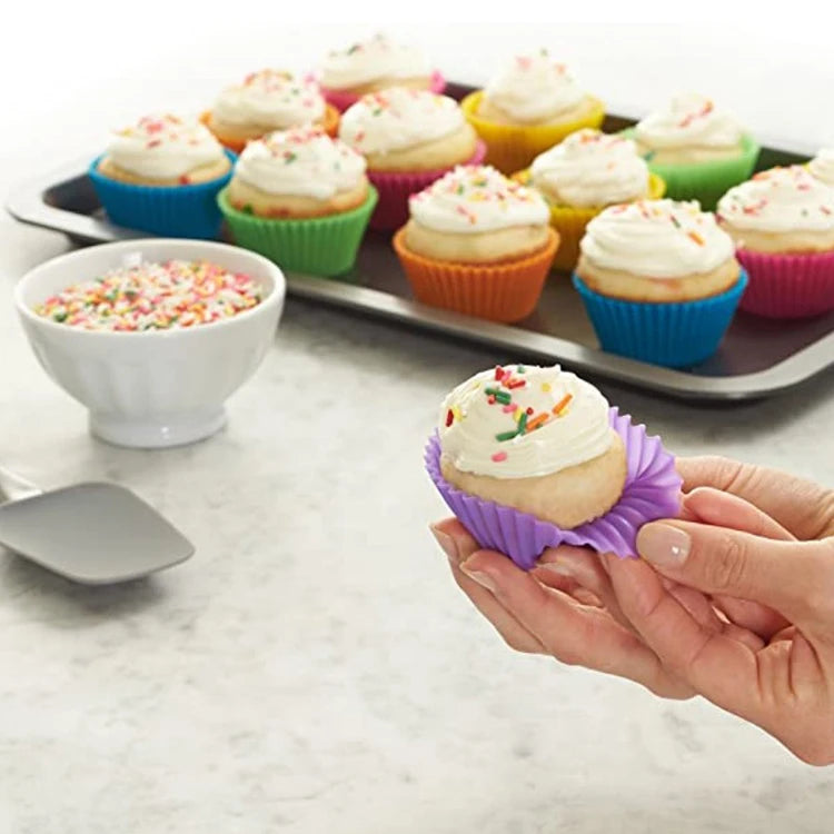 12pcs Moldes Redondos de Silicona para Muffins y Cupcakes | Air Fryer | Alta Temperatura 🍰