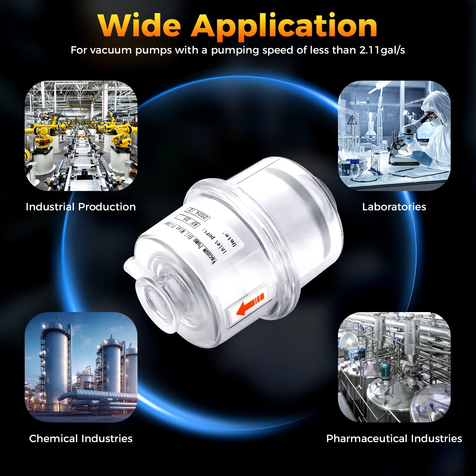 Vacuum Pump Exhaust Oil Mist Filter Oil Spray Arrester/ Fume Separator Exhaust Filter Kf25 Interface