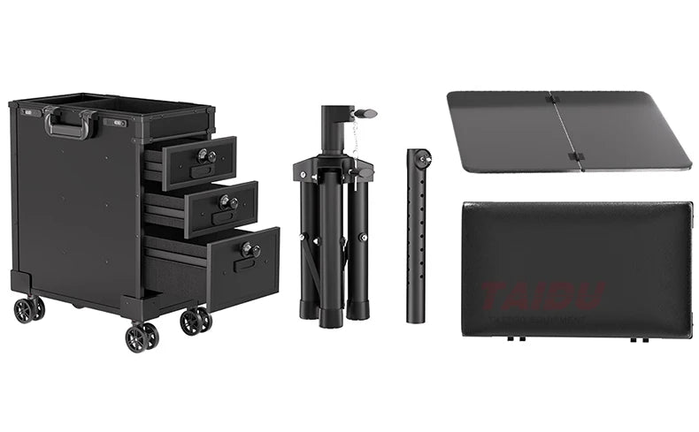 TAIDU Suitcase Tattoo With Three Drawers Luggage Case Composite PU ABS Traveling Case Large Storage Space Tattoo Equipment