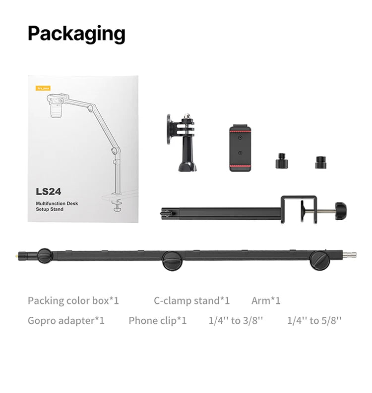 Vijim LS24 LS25 Microphone Boom Arm Stand Heavy Duty Desktop Adjustable DSLR Camera Smartphone Microphone Mount for Blue Yeti