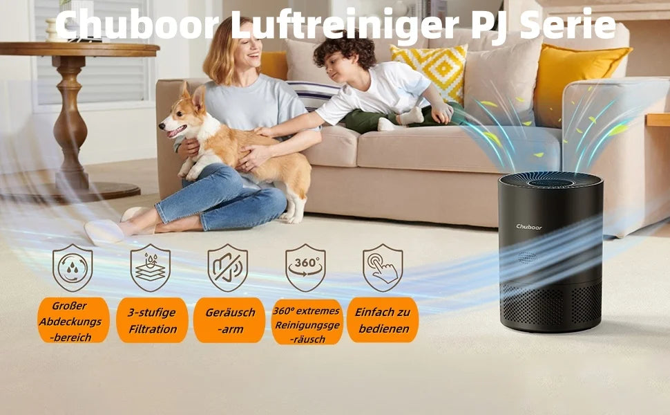 Purificador de Aire Chuboor H13 HEPA | Humo, Polvo y Polen | Detección PM2.5 🌬️