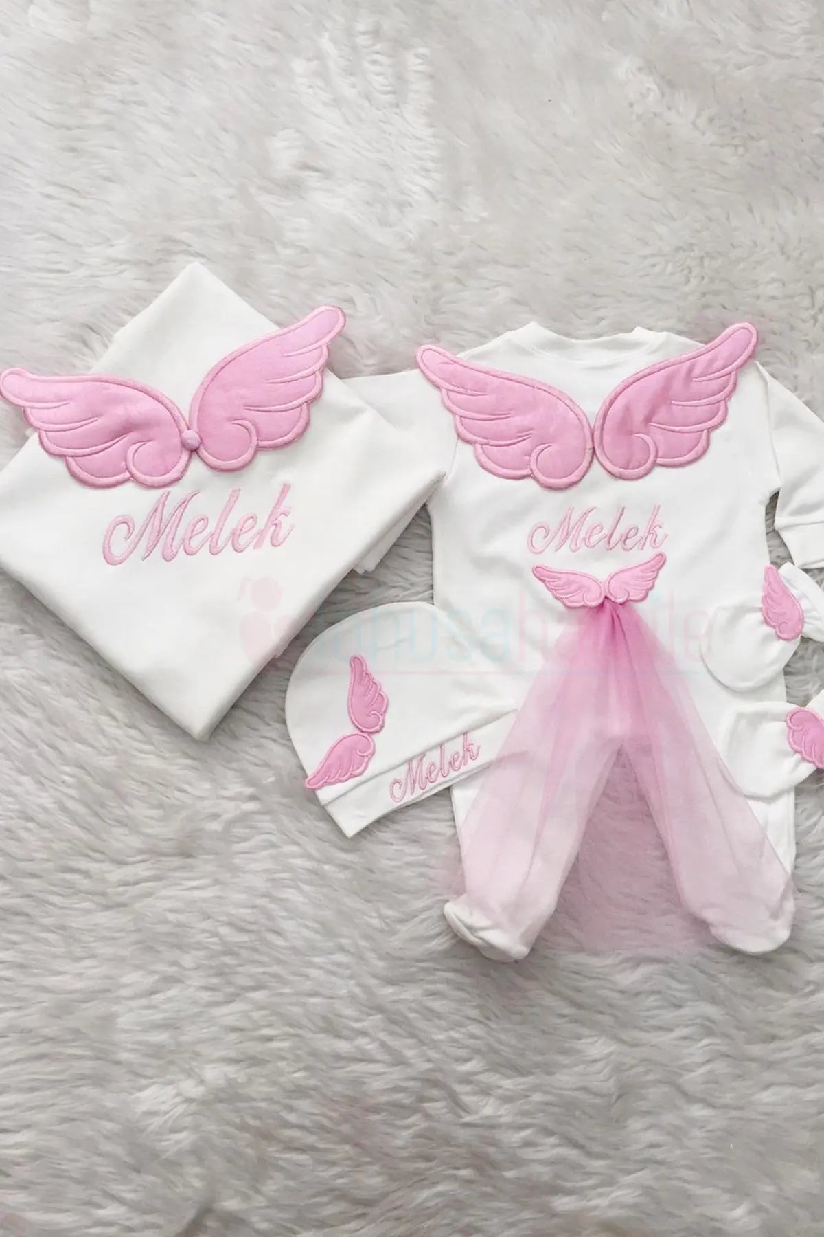 Customized Name Newborn Baby Boss Embroidery Lace Romper Outfit Infant Wrapped Baby Products Pants Mittens Receiving Blanket