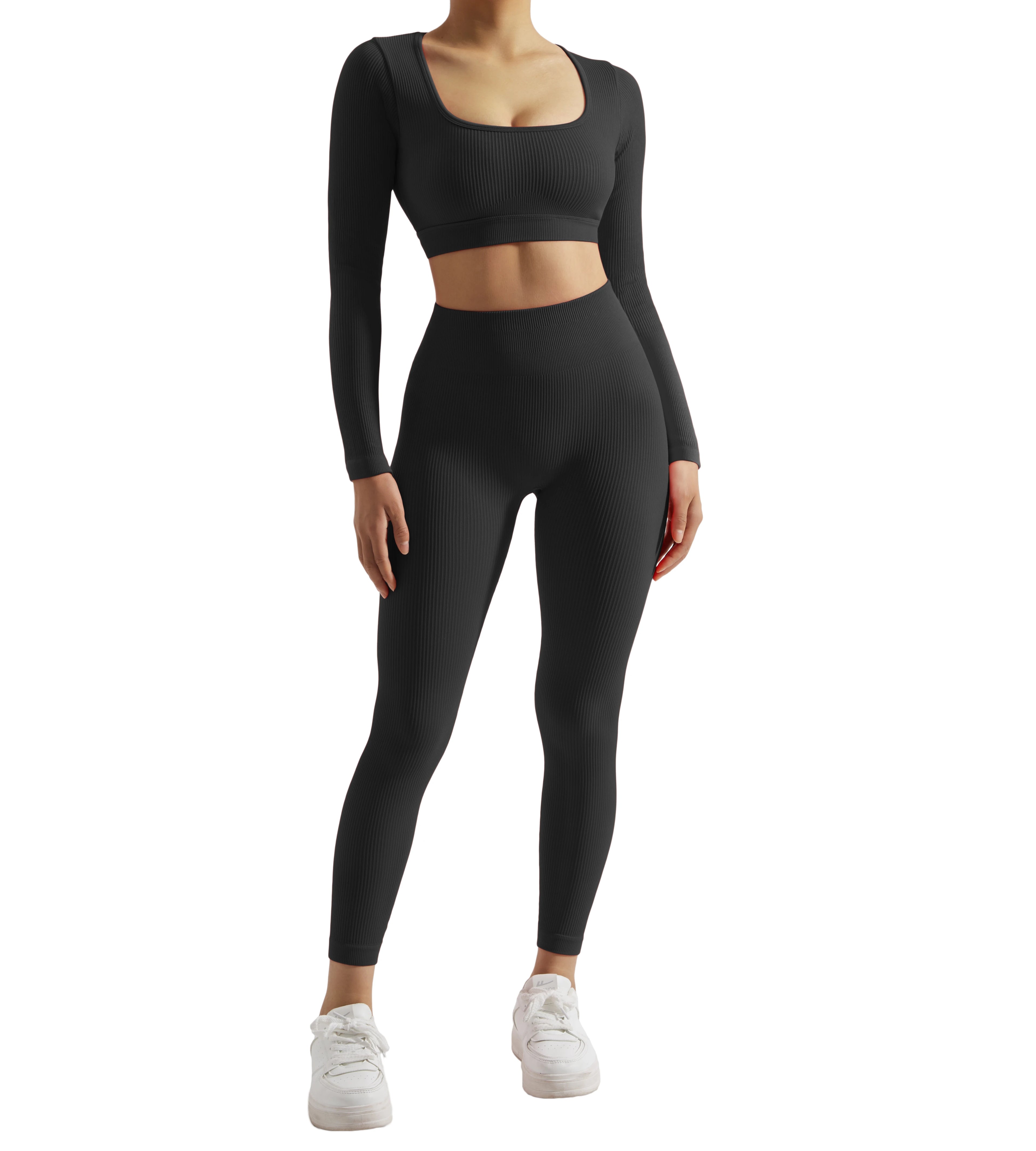 2PCS Yoga Suit Women Sports Set Quick-Drying Gym Set Tracksuit Running Workout Long Sleeve Sports Shirt Yoga Set Yoga Clothing