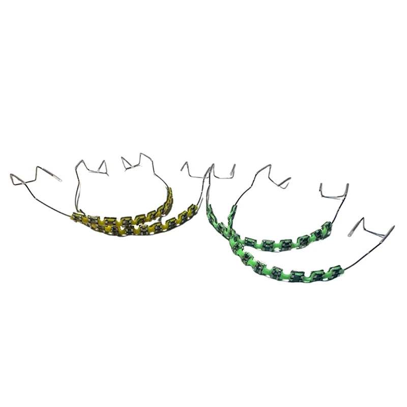 1 Pair Dental Fake Braces Temporary Tooth Decoration Colorful Metal Bracket Ligature Ties Dental Tool With Hook With Metal Wires