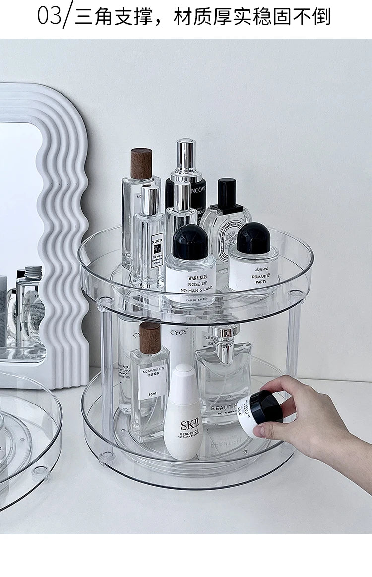 360° Rotatable Desktop Cosmetic Rack Bathroom Shelf Large-capacity Perfume Aromatherapy Skin Care Product Storage Rack Organizer