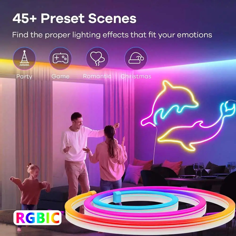 Tira Neon LED RGBIC Acosh Tuya | 5V 72LEDs/m | Silicona | Sincronización Musical | Dream Color | Habitación - Firu Total Sales