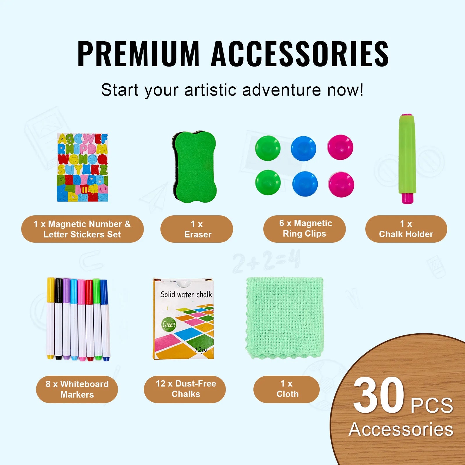 Kids Magnetic Drawing Board Easel with Accessories