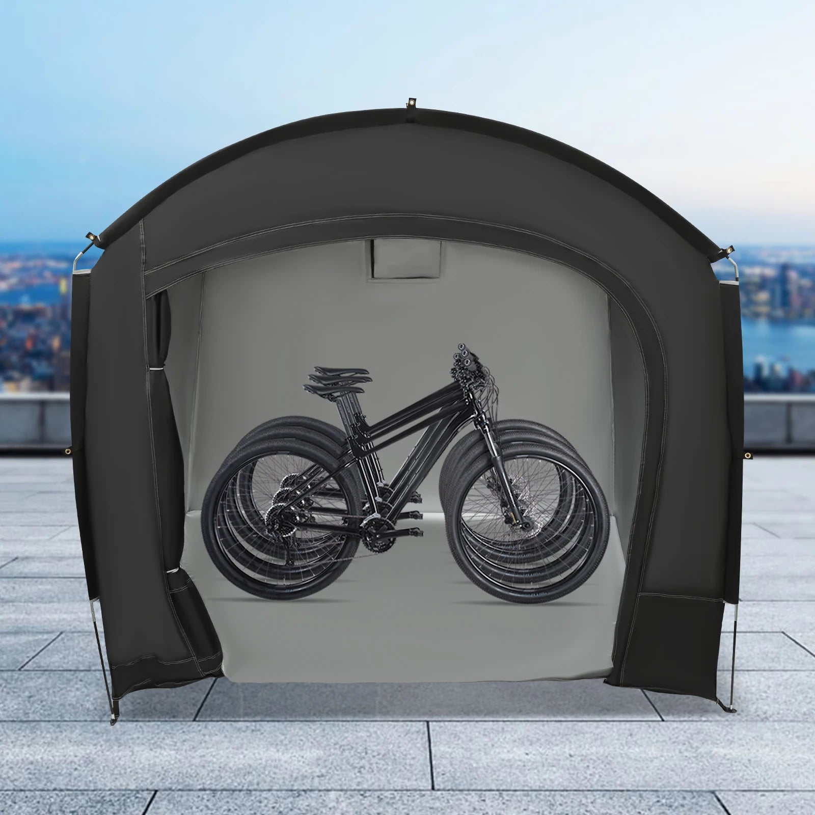Outdoor 210D Oxford Cloth and Fiberglass Travel Bike Storage Tent for 1-4 Bikes Portable Waterproof Bicycle Shelter Tent Cover