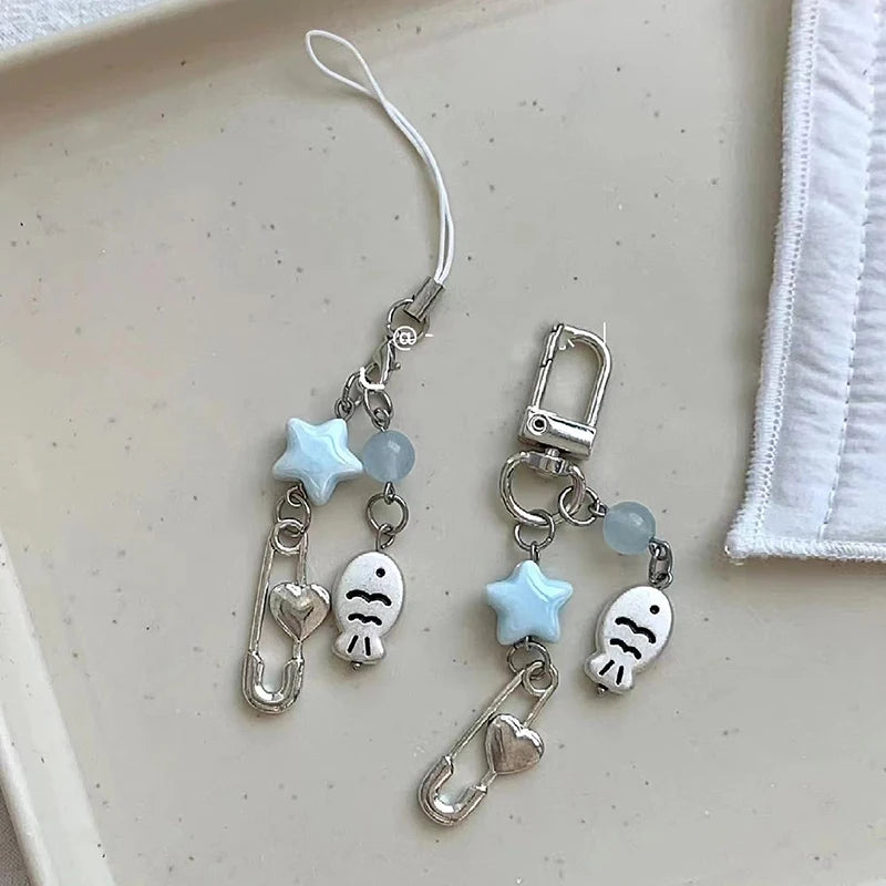 Summer Small Fish Star Charm Keychain Phone Lanyard Keyring Bag Pendant Accessory Aesthetic Y2k Jewelry