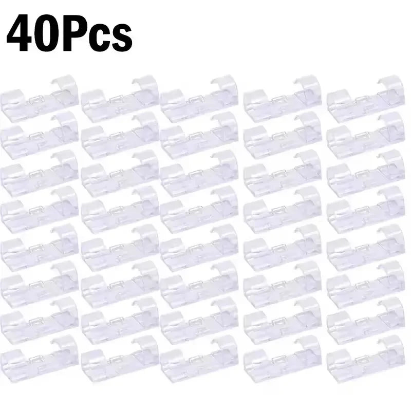5-60Pcs Cable Clips Organizer Drop Wire Holder Cord Management Self-Adhesive Desk Tidy Cable Manager Fixed Clamp Wire Winder