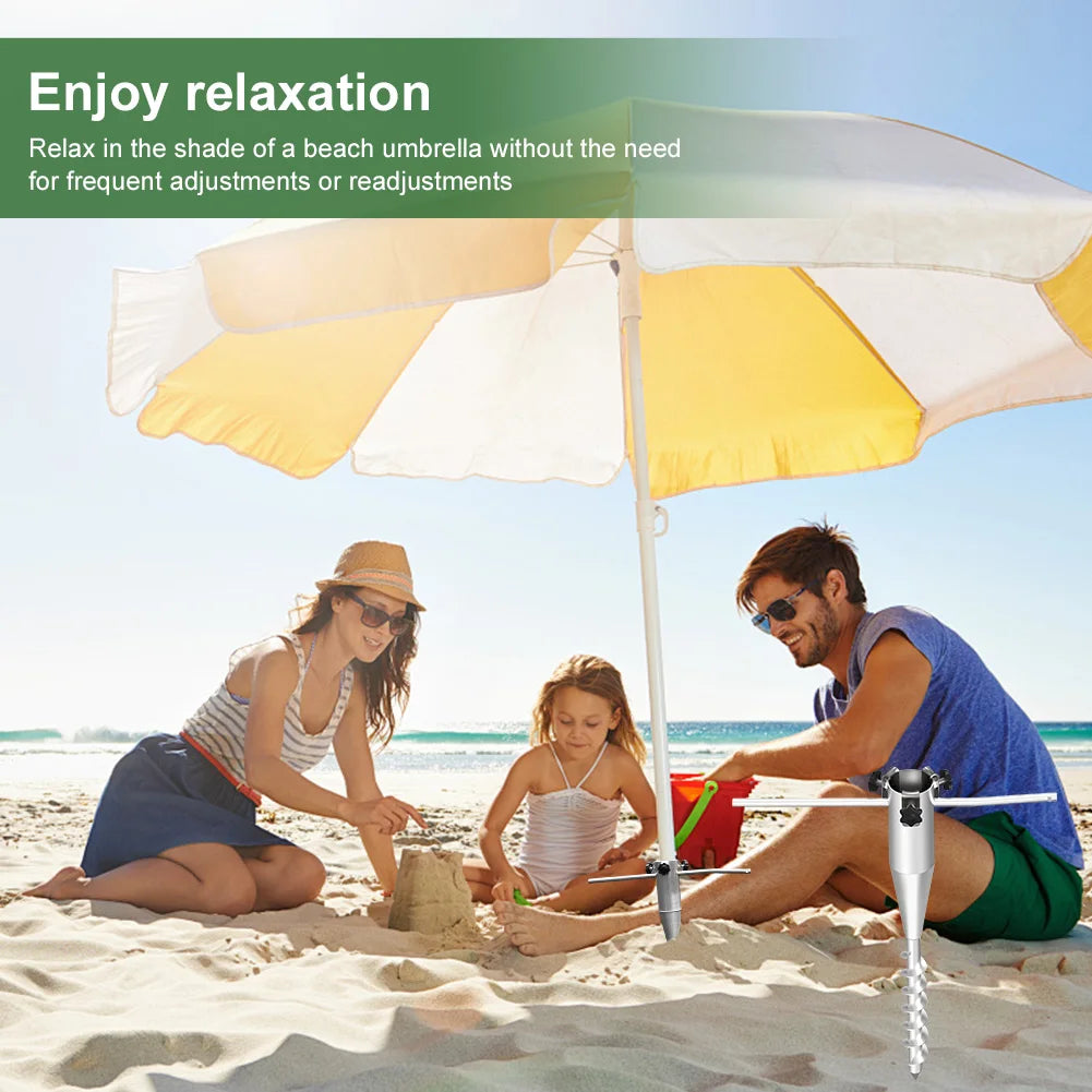 Beach Umbrella Sand Anchor No Dig Metal Umbrella Stand Heavy Duty Beach Sand Ground Anchor for Patio Umbrella Base