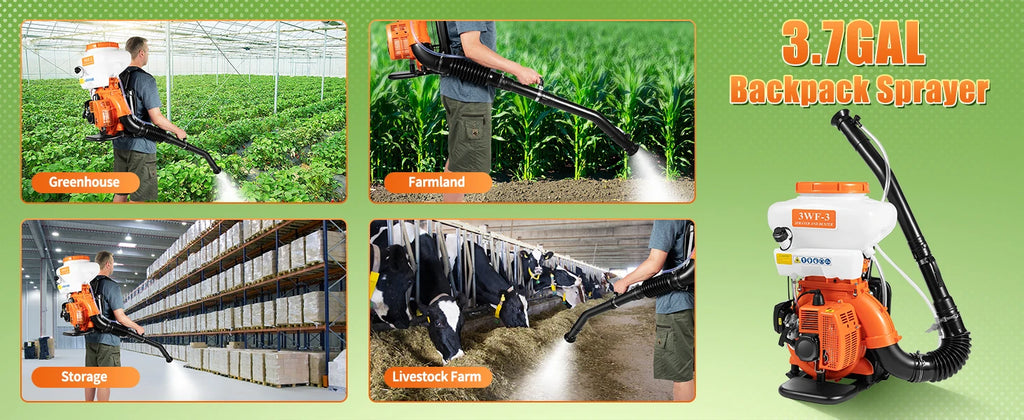 7500RPM Gasoline Power Insecticide Mist Blower, 3WF-3 14L Backpack Fogger Sprayer for Agricultural Mosquito Control