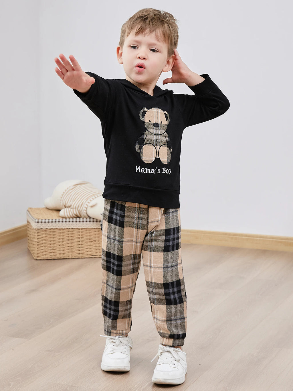 Toddler Baby Boys Clothes Bear Printed Hoodie Sweatshirt Tops+Camouflage Long Pants 2PCS Outfits Set