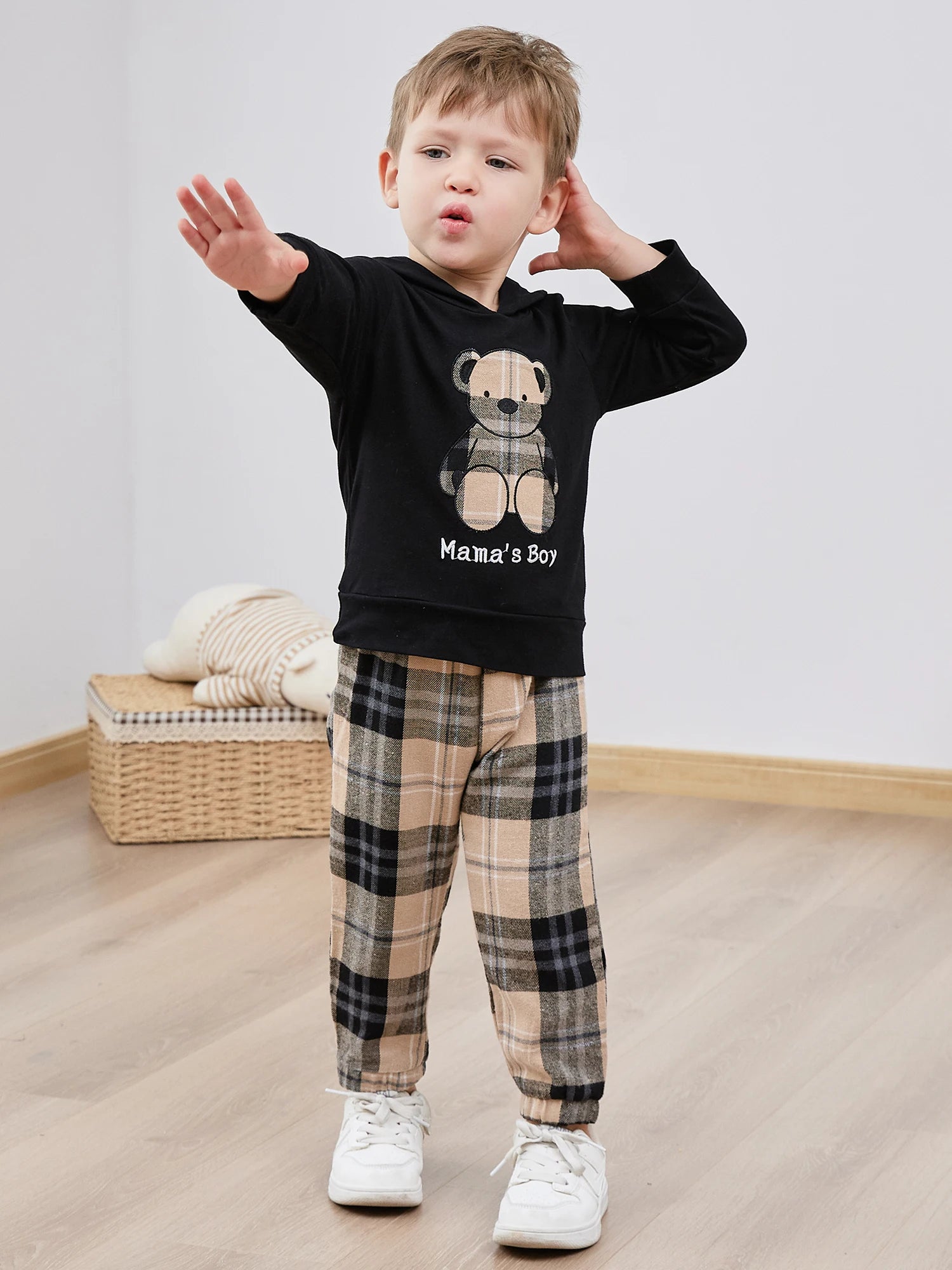 Toddler Baby Boys Clothes Bear Printed Hoodie Sweatshirt Tops+Camouflage Long Pants 2PCS Outfits Set