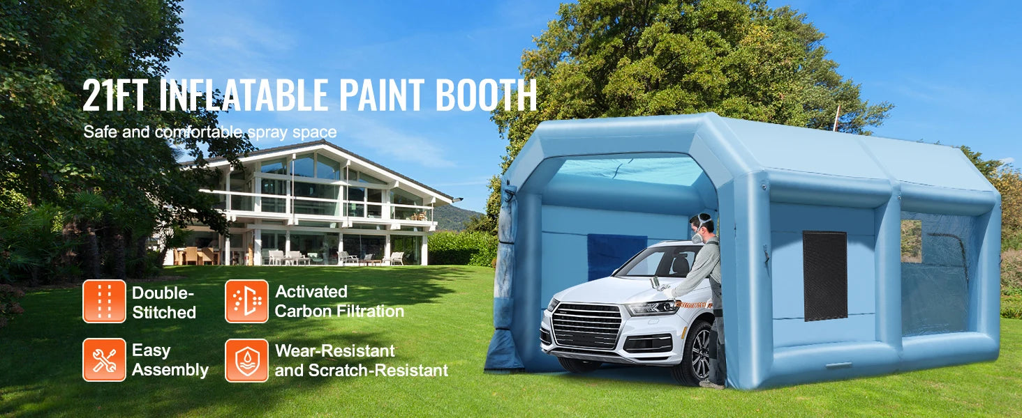SucceBuy Inflatable Paint Booth Inflatable Spray Booth with Powerful Blowers and Air Filter System Portable Car Paint Booth