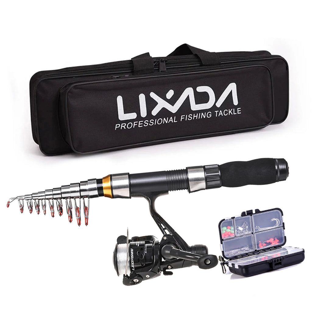 Lixada 2.1-2.3m Carbon Fiber Telescopic Rod & Spinning Reel Combo | Full Gear Set + Bag