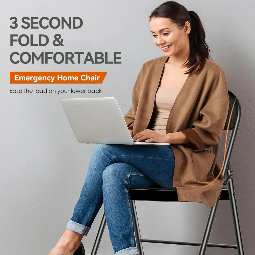 Folding Chairs with Cushion - Foldable Chairs 10 Pack Heavy Duty Steel Frame, 450lb Capacity Padded Seats for Indoor/Outdoor Par