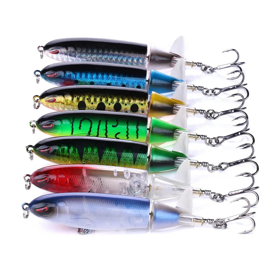 Señuelo Topwater SANMO | 10/14cm | Spinner Popper Lápiz | Hélice Cola Giratoria | 10 Colores | Mar y Lago - Firu Total Sales