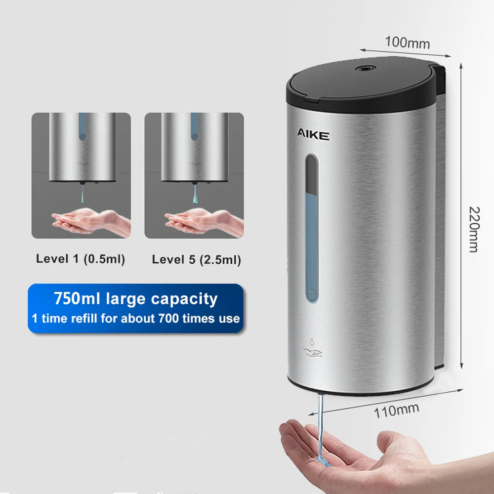 AIKE Automatic Liquid Soap Dispenser AK1205 Wall Mounted Commercial Smart Soap Dispenser For Bathroom Large Capacity 750ML/800ML