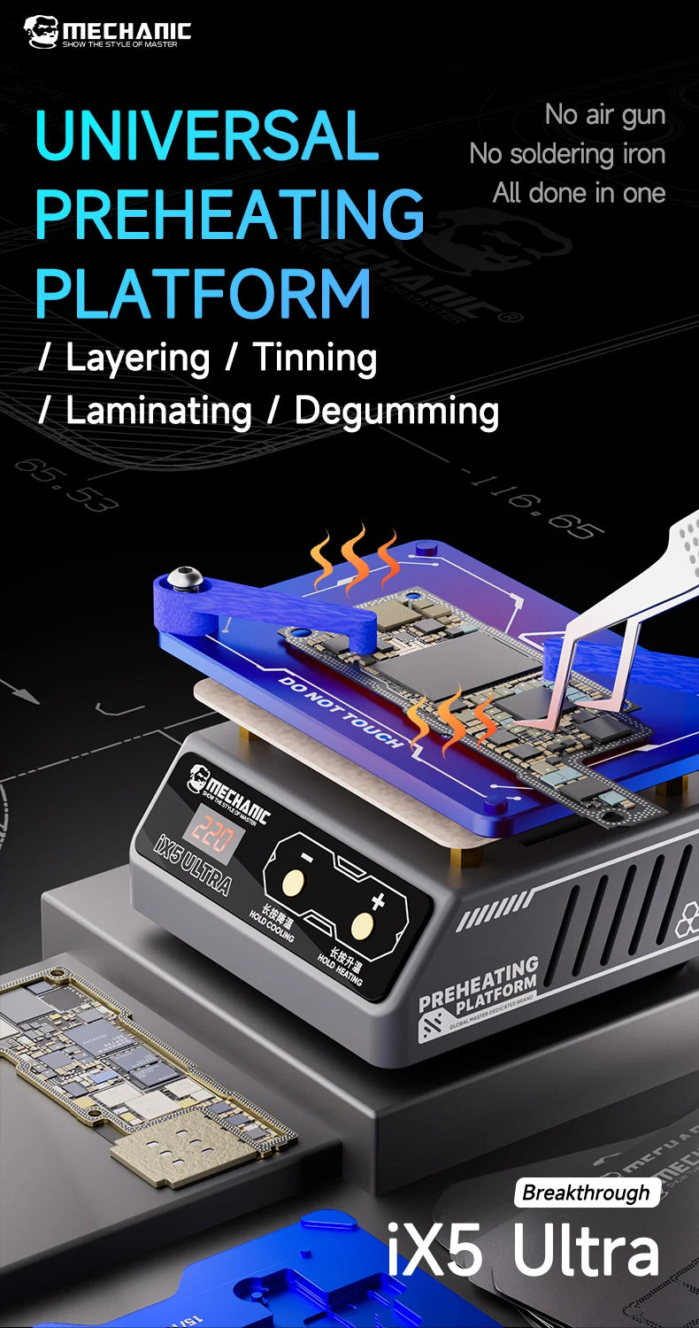 Mechanic IX5 Ultra Universal Preheating Platform Mobile Phone Motherboard Layered Bonding Glue Removal Dot Matrix Repair Heater