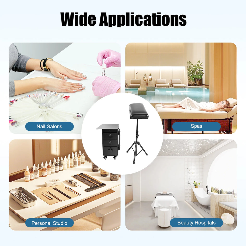 Tattoo Suitcase Mobile Tattoo Trolley Case Rolling Makeup Train Case W/ 3 Drawers for Nail Art Embroidery Hairdressing