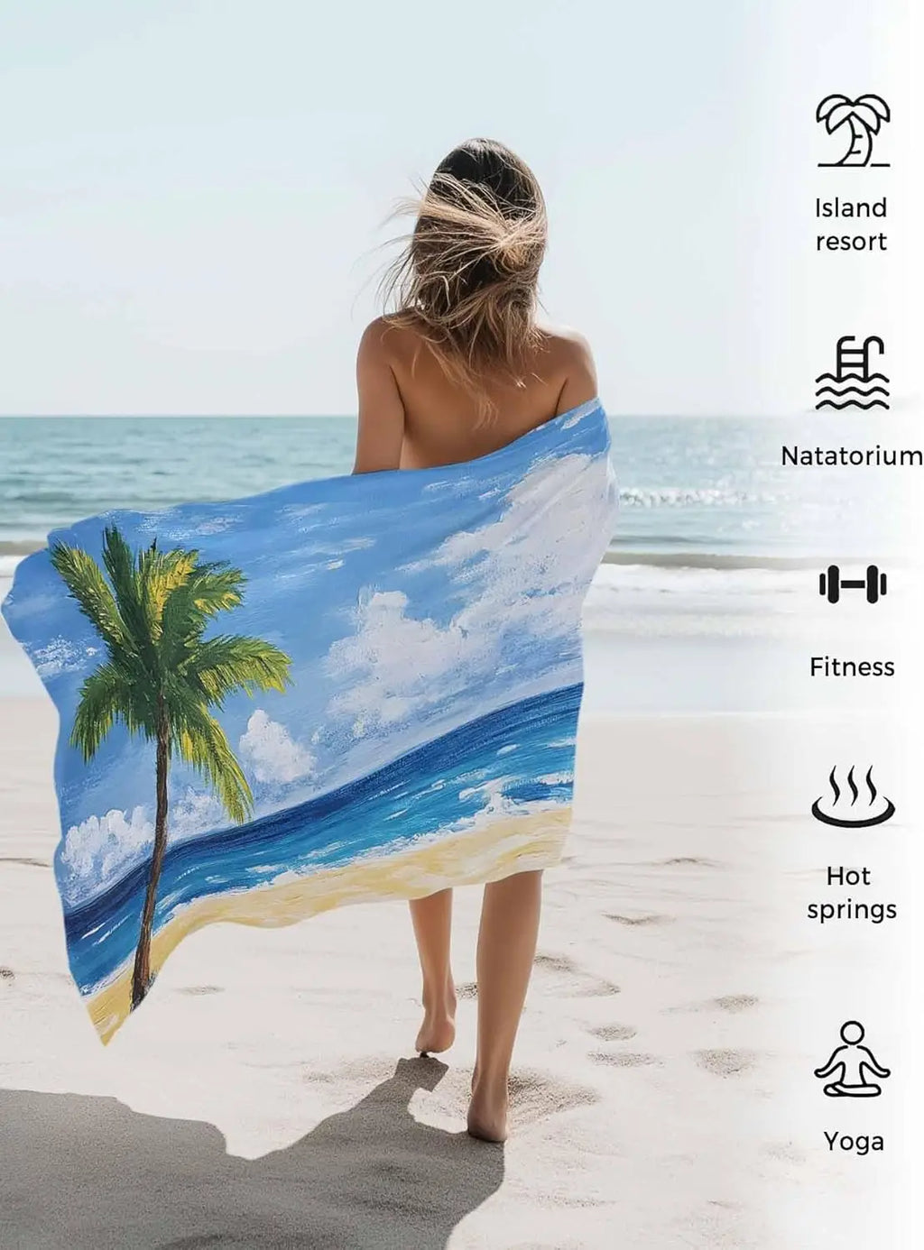 Toalla de Playa Microfibra Diseño Océano - Sin Arena, Secado Rápido Hombre y Mujer