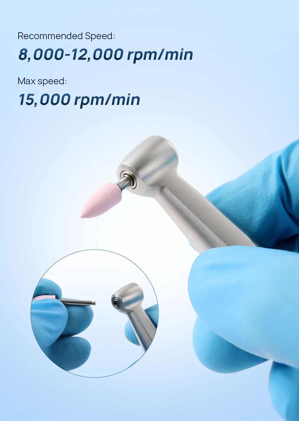 AZDENT 12Pcs/Set Dental Silicone Polishing Rubber Grinding Heads Teeth Polisher 2.35mm RA Finisher for Low Speed Handpiece