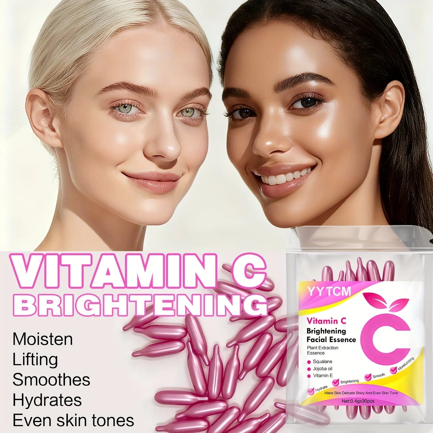 Vitamin C Brightening Capsule Essence | Squalane + Vitamin E | 30 Caps | Deep Hydration