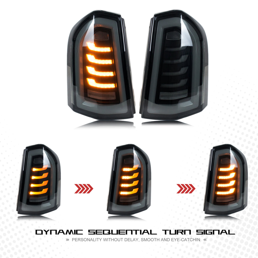 LED Tail Lights for Chrysler 300 300C 300S 2011-2014 Dynamic Signal Start-up Animation Grey Pair Rear Lamps Assembly
