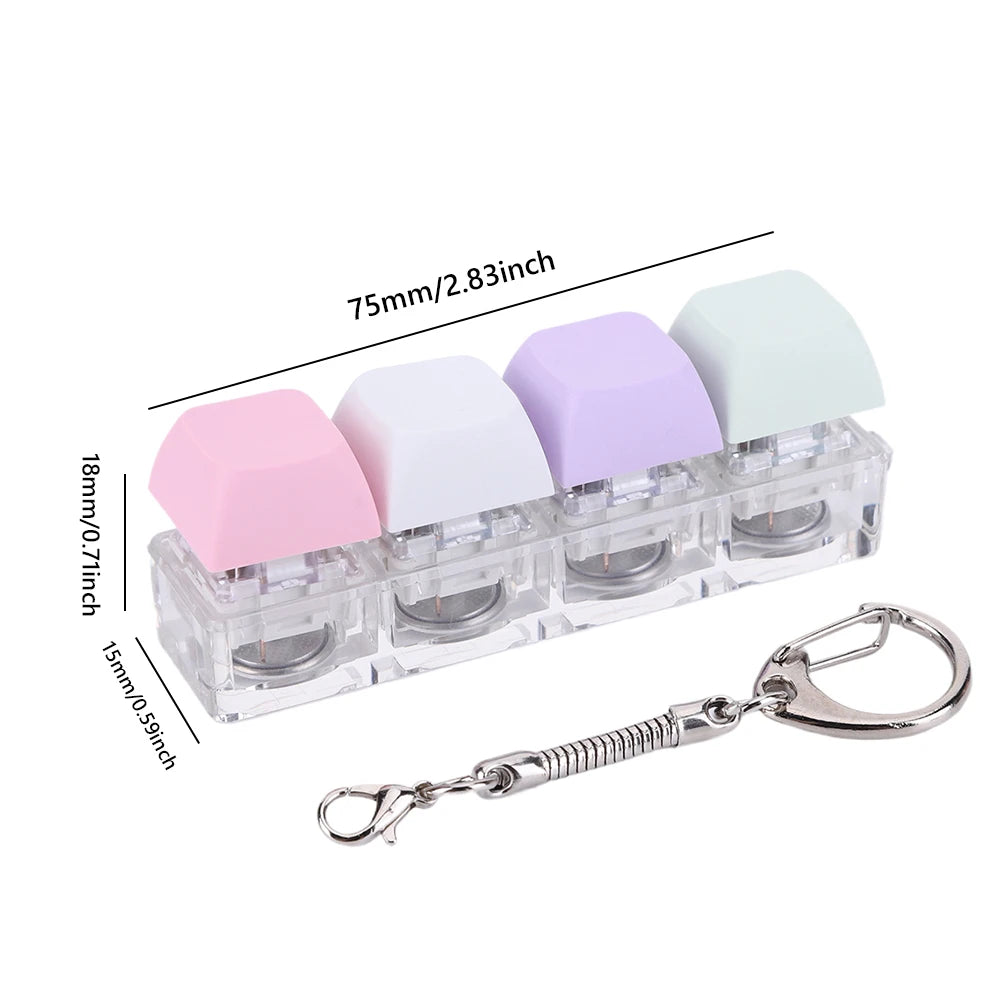 4 Keys Button Keycap Fidget Keychain Keyboard Key Toy Keyboard Clicker Toy Keyboard Cube Toy for Adult Gifts To Relief Pass Time