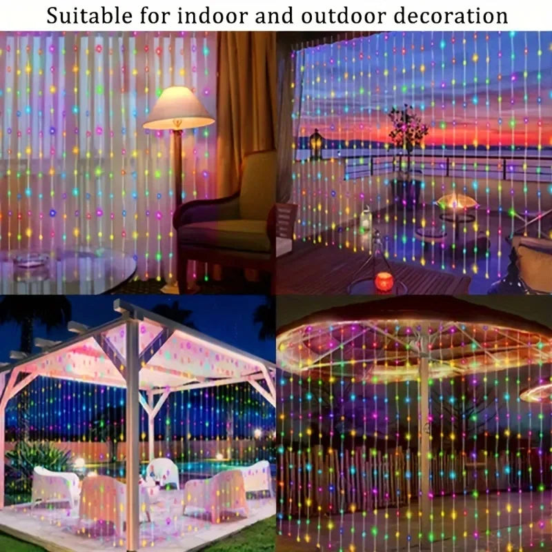 Luces Solares Cortina LED 8 Modos | Bodas, Jardín y Decoración Interior | IP55 - Firu Total Sales