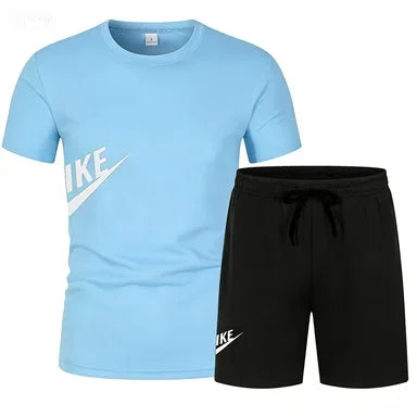 2026 Men's Summer T-shirt and Shorts Set, Men's Breathable Sportswear Set, Casual and Fashionable Short-sleeved T-shirt Set