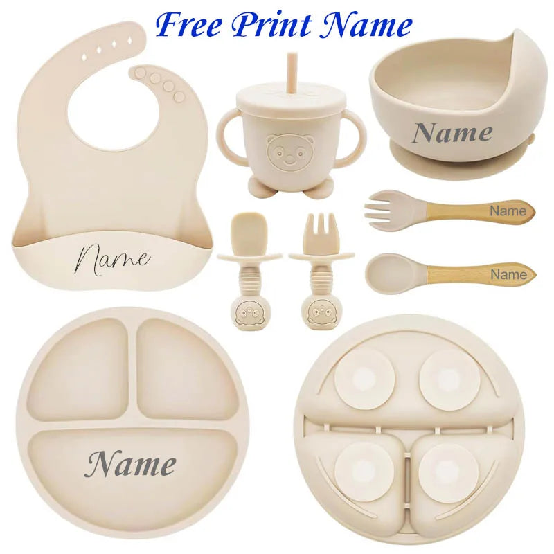 Set de Alimentación Personalizado para Bebé | Silicona | Plato, Bol y Vaso | Regalo 🍼