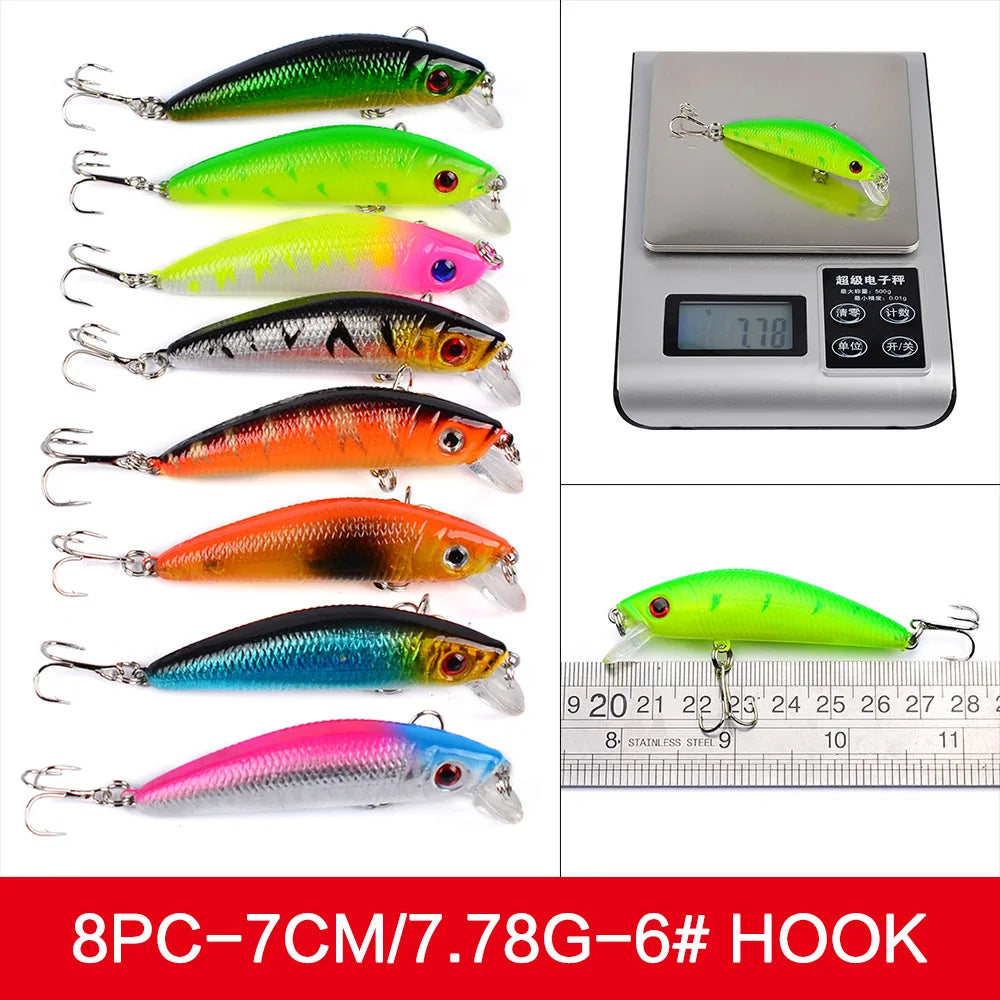 Set Múltiple Señuelos Ruia | Minnow Biónico | Crankbait Hundimiento | Bass | Wobbler con Anzuelos Triples - Firu Total Sales