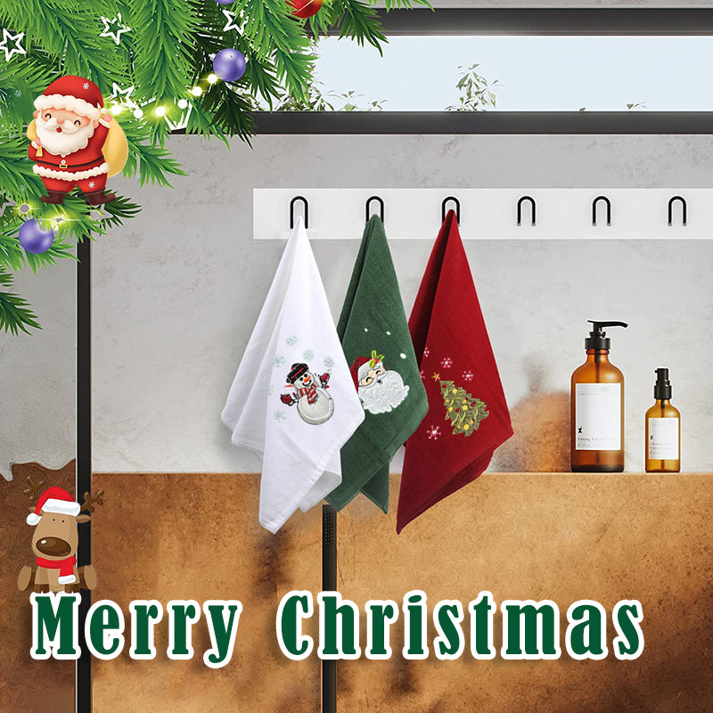 2024 New Year Towel Classic Solid Xmas Tree/Snowman/Santa Claus Embroidery Bath Towel 45x30cm Christmas Hand Towels Set